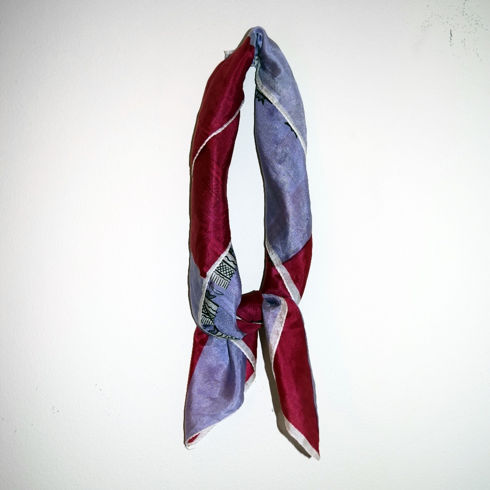 Vintage Fuchsia & Lavender Silk Scarf